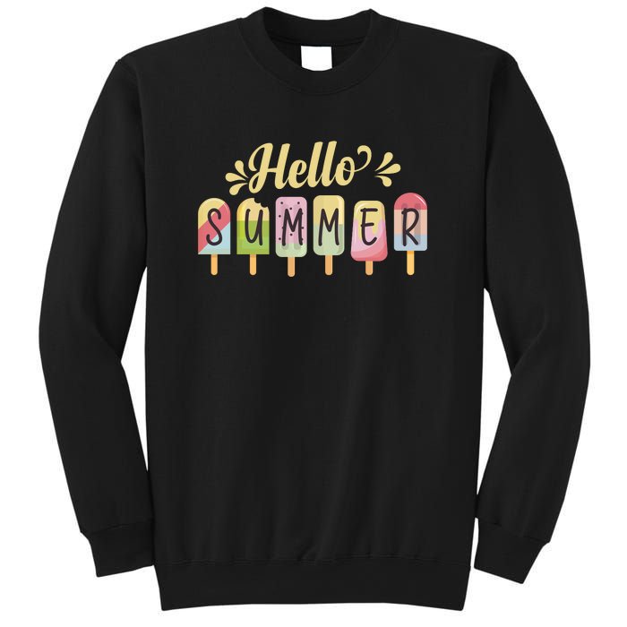 Hello Summer Vacation Ice Cream Popsicle Pastel Sweatshirt