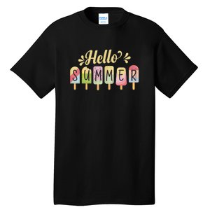 Hello Summer Vacation Ice Cream Popsicle Pastel Tall T-Shirt