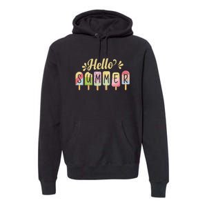 Hello Summer Vacation Ice Cream Popsicle Pastel Premium Hoodie