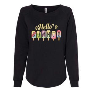 Hello Summer Vacation Ice Cream Popsicle Pastel Womens California Wash Sweatshirt