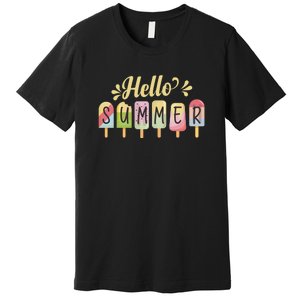 Hello Summer Vacation Ice Cream Popsicle Pastel Premium T-Shirt