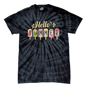 Hello Summer Vacation Ice Cream Popsicle Pastel Tie-Dye T-Shirt