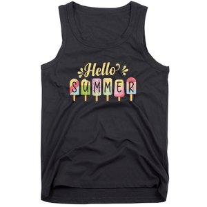 Hello Summer Vacation Ice Cream Popsicle Pastel Tank Top