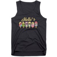 Hello Summer Vacation Ice Cream Popsicle Pastel Tank Top