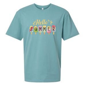 Hello Summer Vacation Ice Cream Popsicle Pastel Sueded Cloud Jersey T-Shirt