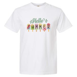 Hello Summer Vacation Ice Cream Popsicle Pastel Garment-Dyed Heavyweight T-Shirt