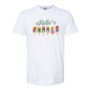 Hello Summer Vacation Ice Cream Popsicle Pastel Softstyle CVC T-Shirt