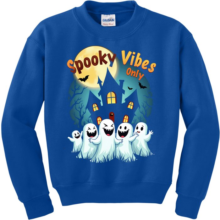 Halloween Spooky Vibes Funny Ghost Costume Cute Gift Kids Sweatshirt