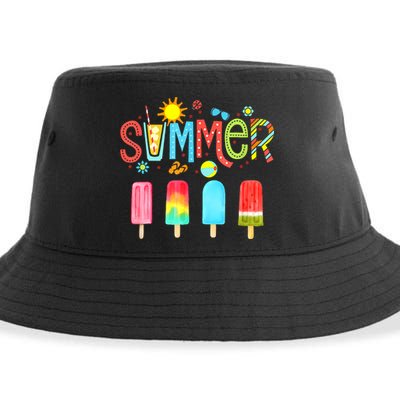 Hello Summer Vacation Ice Cream Popsicle Ice Lolly Gifts Sustainable Bucket Hat