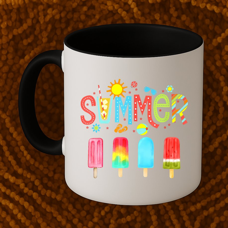 Hello Summer Vacation Ice Cream Popsicle Ice Lolly Gifts Mug