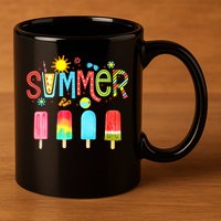 Hello Summer Vacation Ice Cream Popsicle Ice Lolly Gifts 11oz C Handle Ceramic Mug