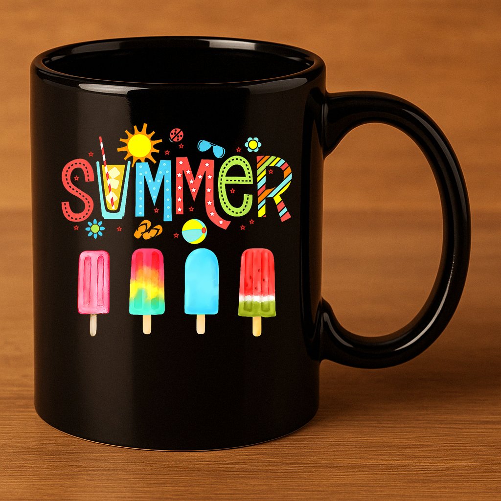 Hello Summer Vacation Ice Cream Popsicle Ice Lolly Gifts 11oz C Handle Ceramic Mug