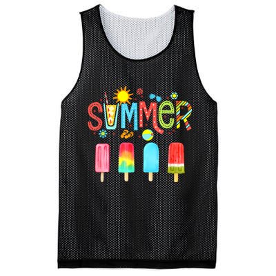 Hello Summer Vacation Ice Cream Popsicle Ice Lolly Gifts Mesh Reversible Basketball Jersey Tank