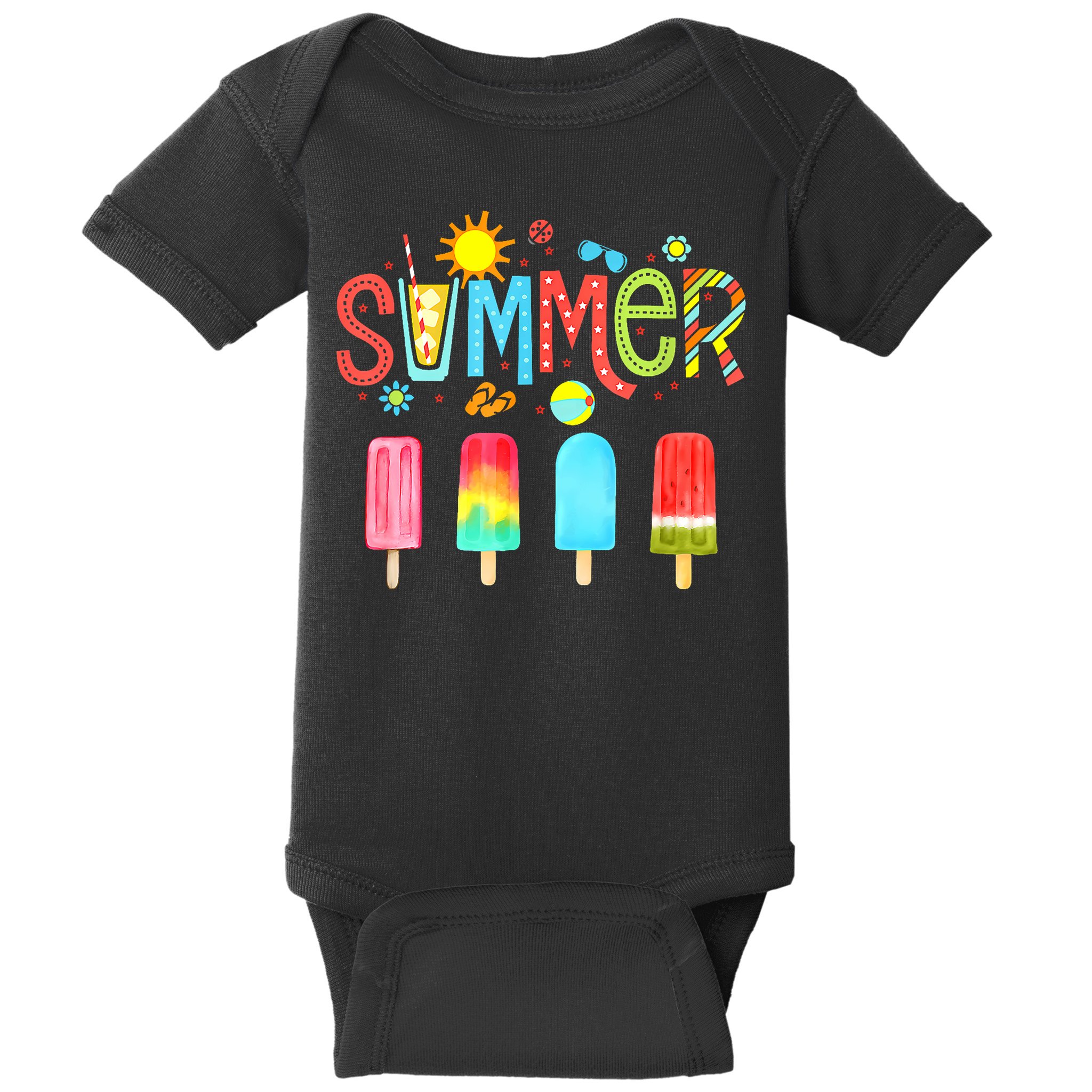 Hello Summer Vacation Ice Cream Popsicle Ice Lolly Gifts Baby Bodysuit