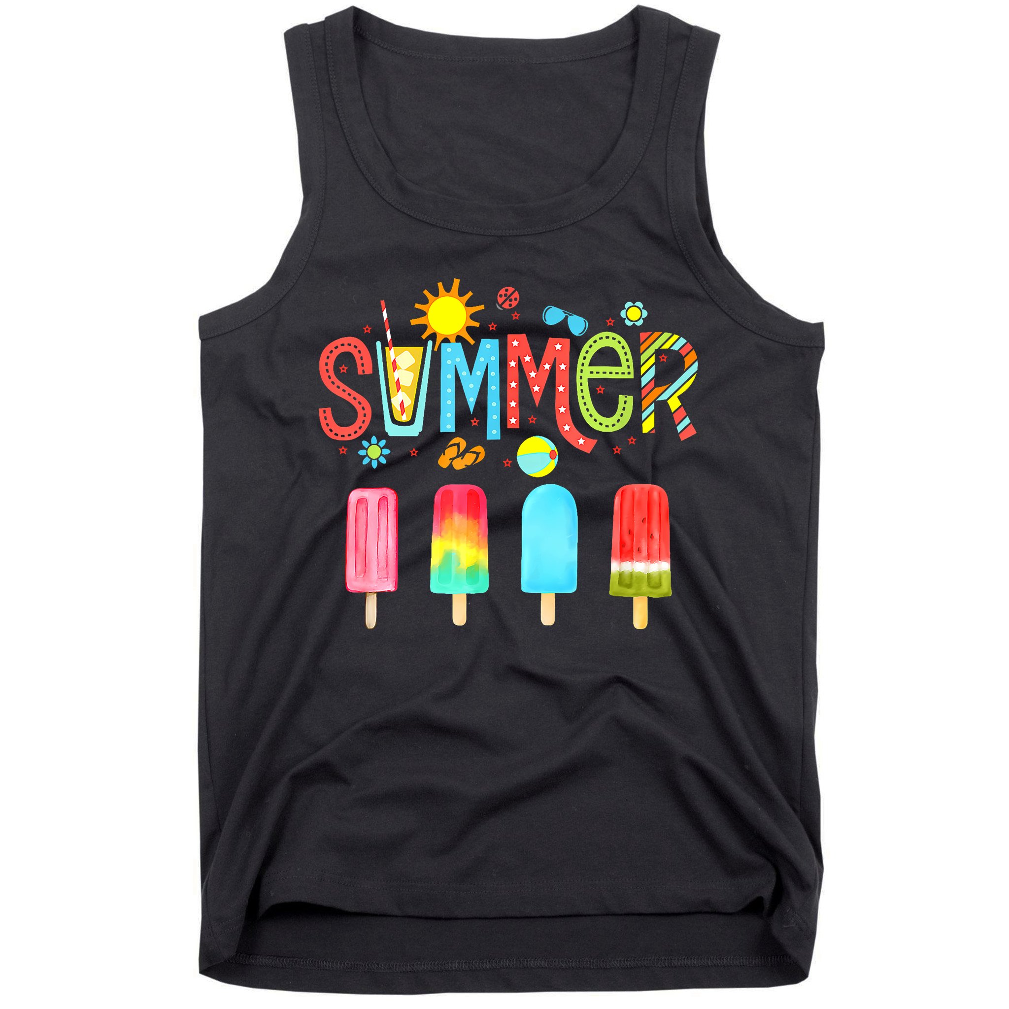 Hello Summer Vacation Ice Cream Popsicle Ice Lolly Gifts Tank Top