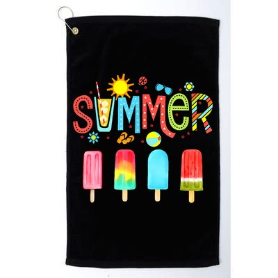 Hello Summer Vacation Ice Cream Popsicle Ice Lolly Gifts Golf Towel
