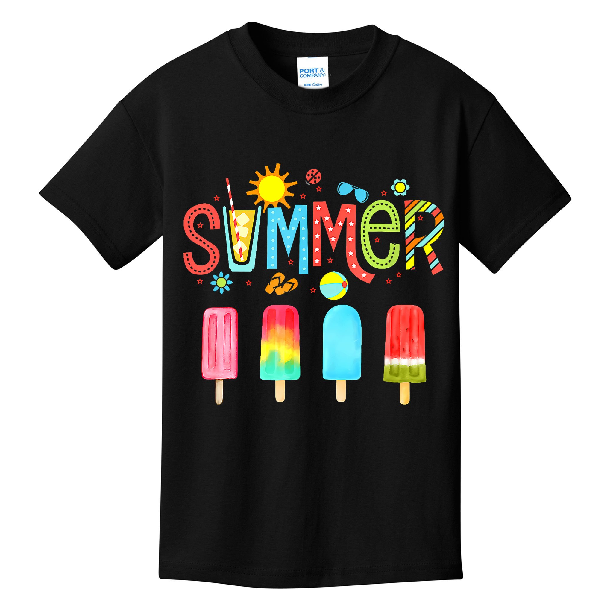 Hello Summer Vacation Ice Cream Popsicle Ice Lolly Gifts Kids T-Shirt