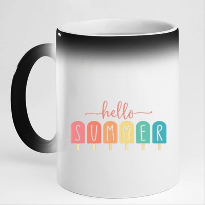 Hello Summer Vacation Ice Cream Popsicle Ice Lolly Gift 11oz Black Color Changing Mug