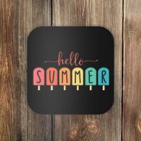 Hello Summer Vacation Ice Cream Popsicle Ice Lolly Gift Coaster