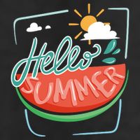 Hello Summer Watermelon Sunshine 7 Panel Mesh Trucker Snapback Hat