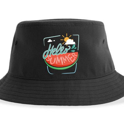 Hello Summer Watermelon Sunshine Sustainable Bucket Hat