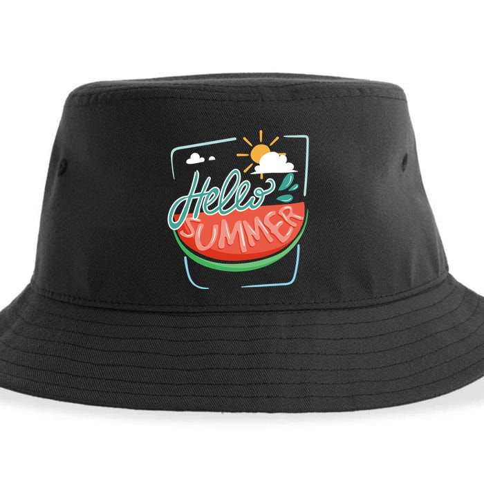 Hello Summer Watermelon Sunshine Sustainable Bucket Hat