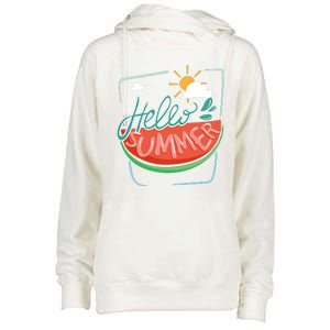 Hello Summer Watermelon Sunshine Womens Funnel Neck Pullover Hood