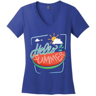 Hello Summer Watermelon Sunshine Women's V-Neck T-Shirt
