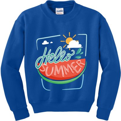 Hello Summer Watermelon Sunshine Kids Sweatshirt