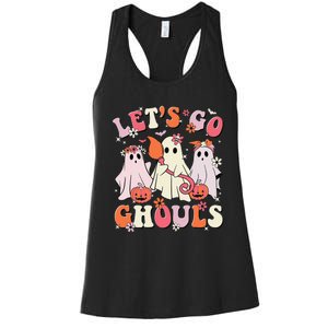 Halloween Shirts Women Lets Go Ghouls Halloween Ghost Spooky Gift Women's Racerback Tank