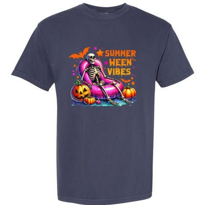 Halloween Summer Ween Vibes Summer Vacation Skeleton Float Garment-Dyed Heavyweight T-Shirt