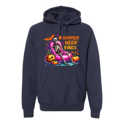 Halloween Summer Ween Vibes Summer Vacation Skeleton Float Premium Hoodie