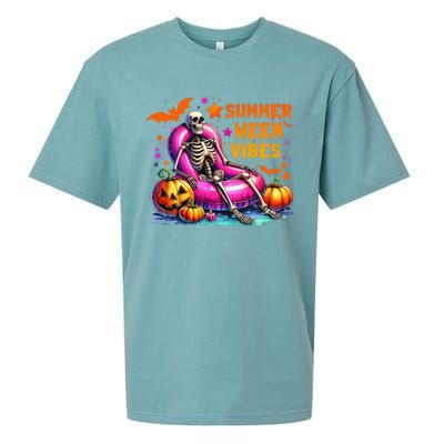 Halloween Summer Ween Vibes Summer Vacation Skeleton Float Sueded Cloud Jersey T-Shirt