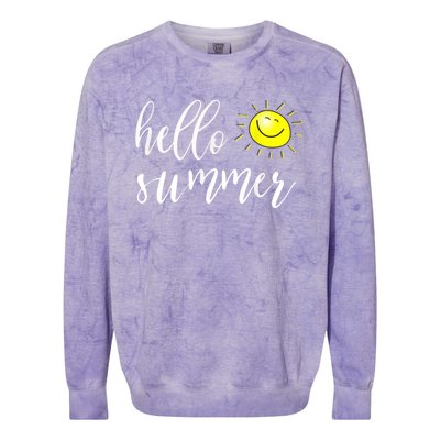 Hello Summer With Happy Sun For Summer Vacation & Holidays Colorblast Crewneck Sweatshirt