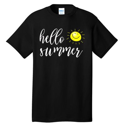 Hello Summer With Happy Sun For Summer Vacation & Holidays Tall T-Shirt