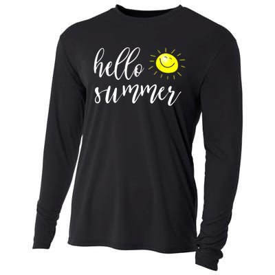 Hello Summer With Happy Sun For Summer Vacation & Holidays Cooling Performance Long Sleeve Crew