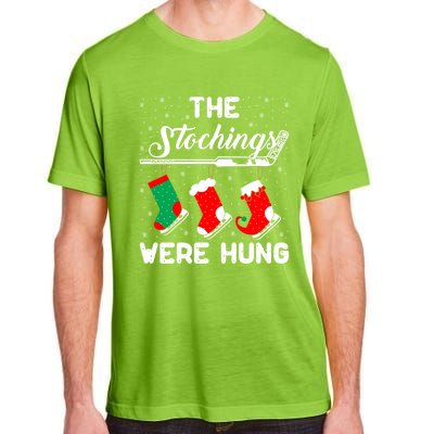 Hockey Sticks Were Hung Santa Ice Hockey Game Lover Xmas Funny Gift Adult ChromaSoft Performance T-Shirt