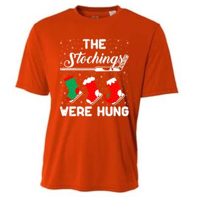 Hockey Sticks Were Hung Santa Ice Hockey Game Lover Xmas Funny Gift Cooling Performance Crew T-Shirt