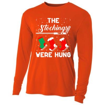 Hockey Sticks Were Hung Santa Ice Hockey Game Lover Xmas Funny Gift Cooling Performance Long Sleeve Crew