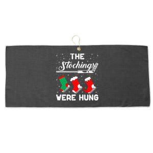 Hockey Sticks Were Hung Santa Ice Hockey Game Lover Xmas Funny Gift Large Microfiber Waffle Golf Towel