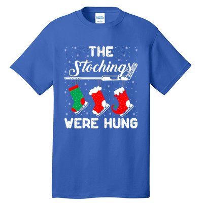 Hockey Sticks Were Hung Santa Ice Hockey Game Lover Xmas Funny Gift Tall T-Shirt