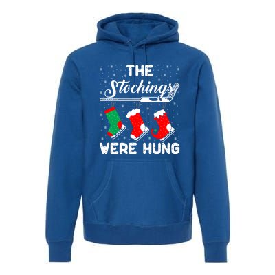 Hockey Sticks Were Hung Santa Ice Hockey Game Lover Xmas Funny Gift Premium Hoodie