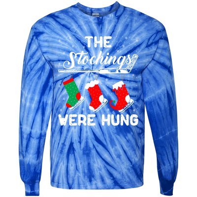 Hockey Sticks Were Hung Santa Ice Hockey Game Lover Xmas Funny Gift Tie-Dye Long Sleeve Shirt