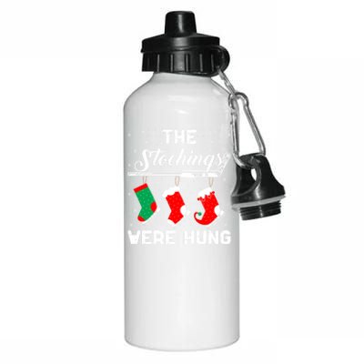 Hockey Sticks Were Hung Santa Ice Hockey Game Lover Xmas Funny Gift Aluminum Water Bottle 