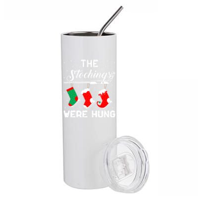 Hockey Sticks Were Hung Santa Ice Hockey Game Lover Xmas Funny Gift Stainless Steel Tumbler