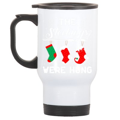 Hockey Sticks Were Hung Santa Ice Hockey Game Lover Xmas Funny Gift Stainless Steel Travel Mug