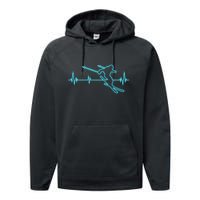 Heartbeat Skiing Winter Ski Is Funny And Cool Gift For Skier Performance Fleece Hoodie