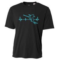 Heartbeat Skiing Winter Ski Is Funny And Cool Gift For Skier Cooling Performance Crew T-Shirt