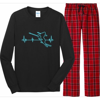 Heartbeat Skiing Winter Ski Is Funny And Cool Gift For Skier Long Sleeve Pajama Set