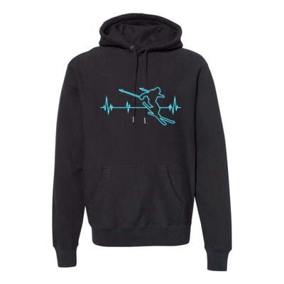 Heartbeat Skiing Winter Ski Is Funny And Cool Gift For Skier Premium Hoodie